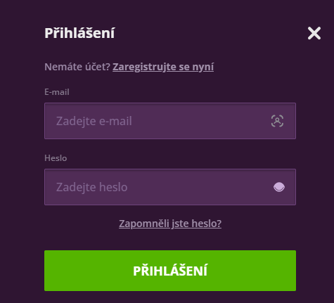 MalinaCasino Přihlašovací menu