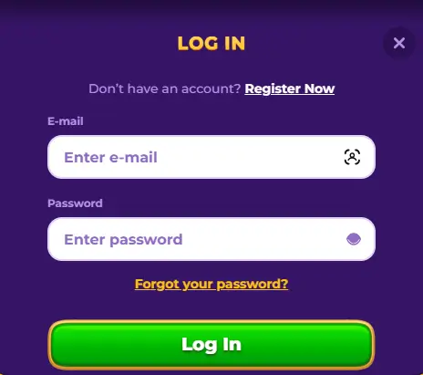 RoyalGame Přihlašovací menu