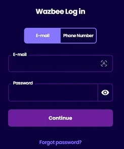 wazbee-Casino-formularz-autoryzacji